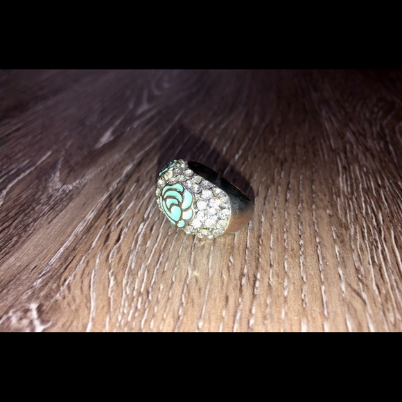 Silver Ring with Turquoise Roses - Picture 4 of 5
